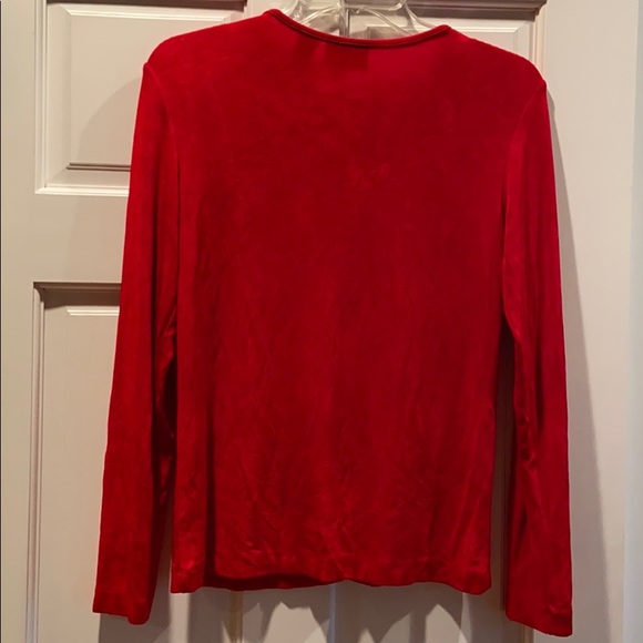 Chico’s Travelers Bright Red Round Neck Blouse  S - Picture 3 of 3